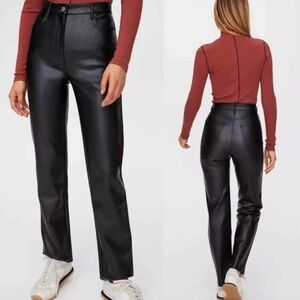 Women’s Wilfred Aritzia Black Faux Vegan Leather Melina Pants Size 0
